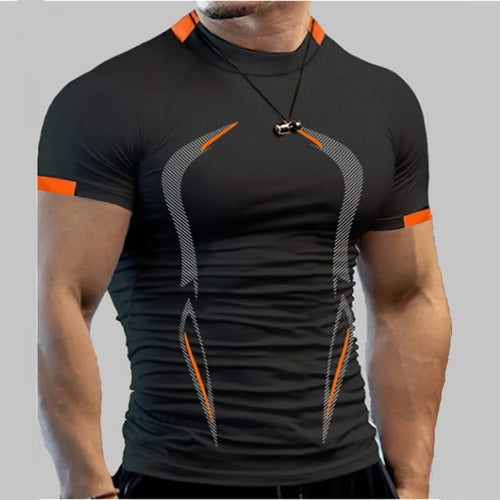 New Summer Sportswear Gym Breathable T Shirt Men Quick Drying Jogging