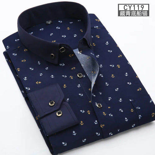 New men's shirt long sleeve thin spring/summer print free ironing