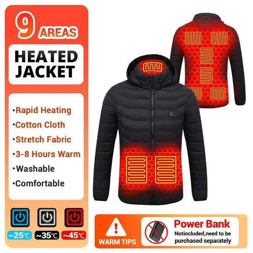 21 Areas Heating Jacket Men's Winter Usb Electric Heating Coat