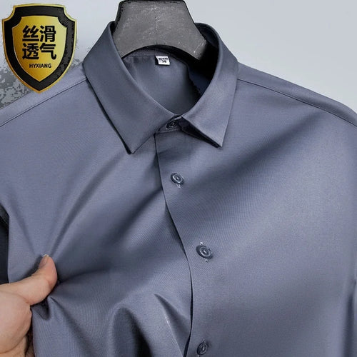 New Anti-Wrinkle Men Shirts Long Sleeve Dress Shirts For Men Slim Fit