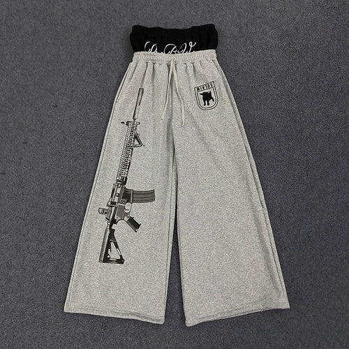 Y2K High-Waisted Printed Embroidered Street Guard Pants Spring Summer