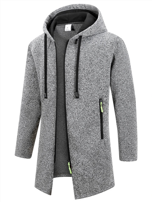 Men's Retro Zipper Jacket Mid Length Windbreaker Spring Autumn Winter