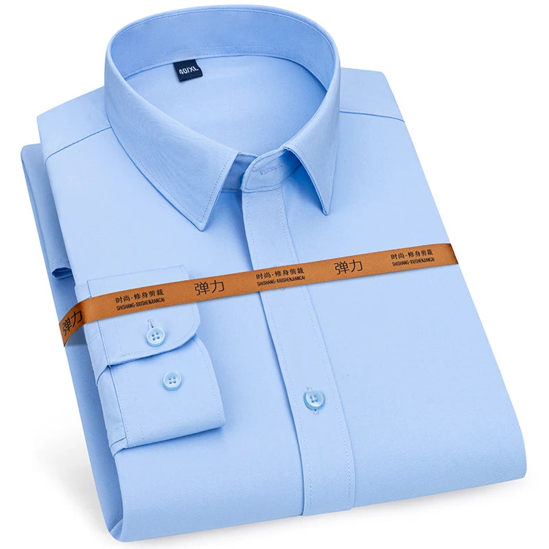 New Men's Solid Color Business Shirt Formal Fashion Thin Classic Basic