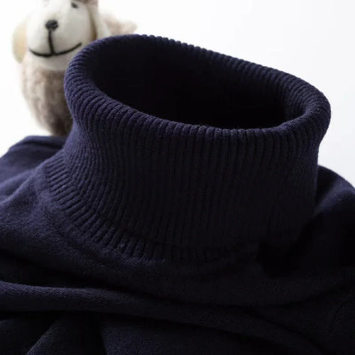 Mens Turtleneck Sweater Slim Fit Knitted Casual Pullover Lightweight