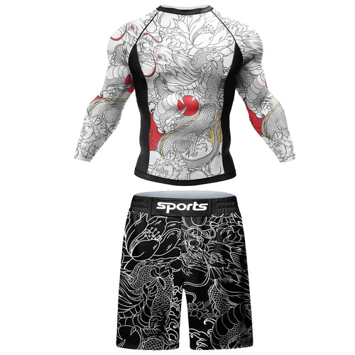 Men Tracksuit MMA No Gi Rashguard Jiu Jitsu T-shirt+Pants Boxing