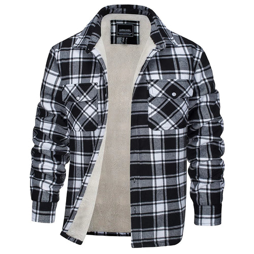 TACVASEN Men's Plaid Flannel Jacket Sherpa Fleece Lined Warm Winter