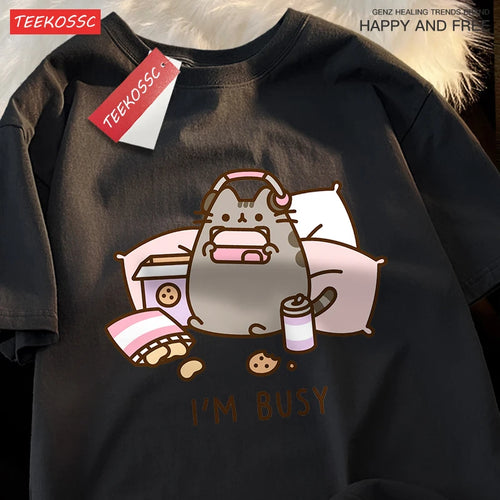Sorry I'M Busy Cat Playing Games With Headphones Man T Shirt High