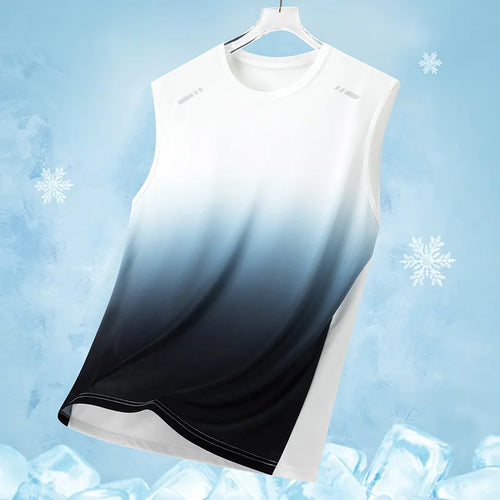 Men's Gradient Sports Vest Lightweight Sleeveless round Neck T-Shirt