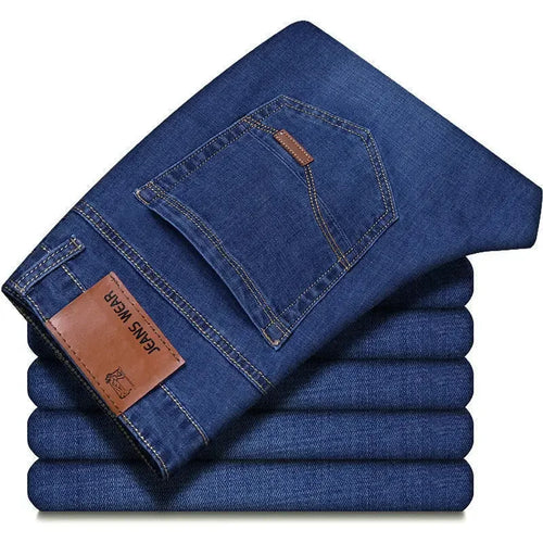 Men's Comfortable Soft Business Casual Denim Trousers Slim Fit