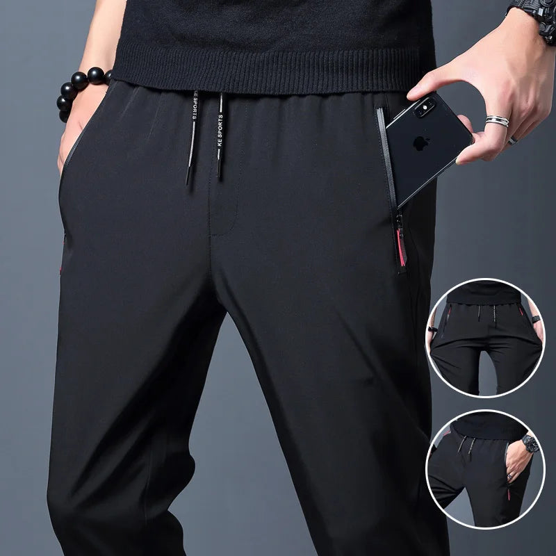Summer men's ice silk quick drying casual pants slim fit Korean
