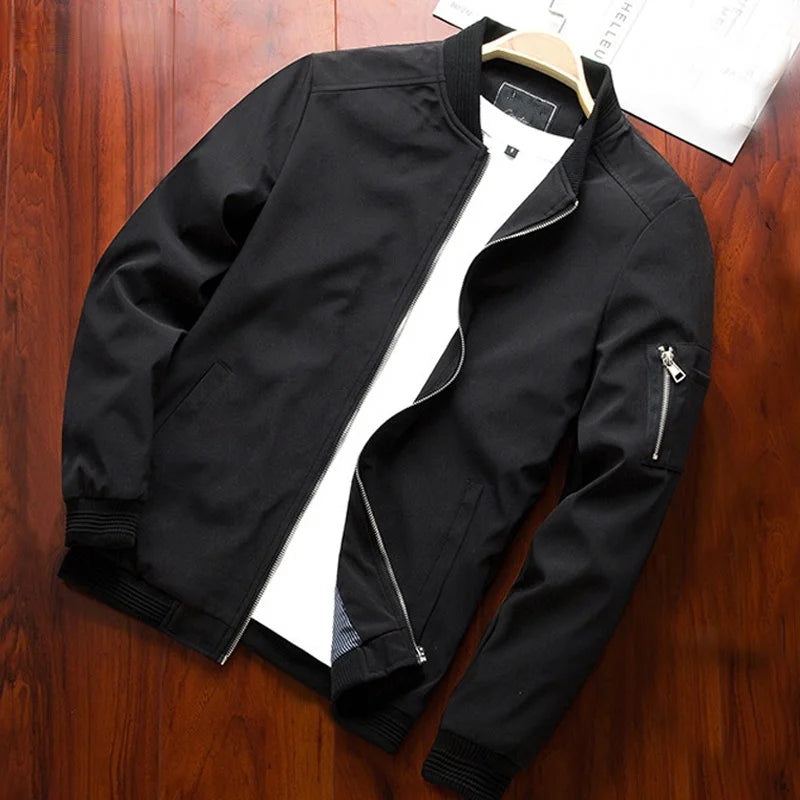 Men Bomber Jacket Thin Slim Long Sleeve baseball Jackets Mens