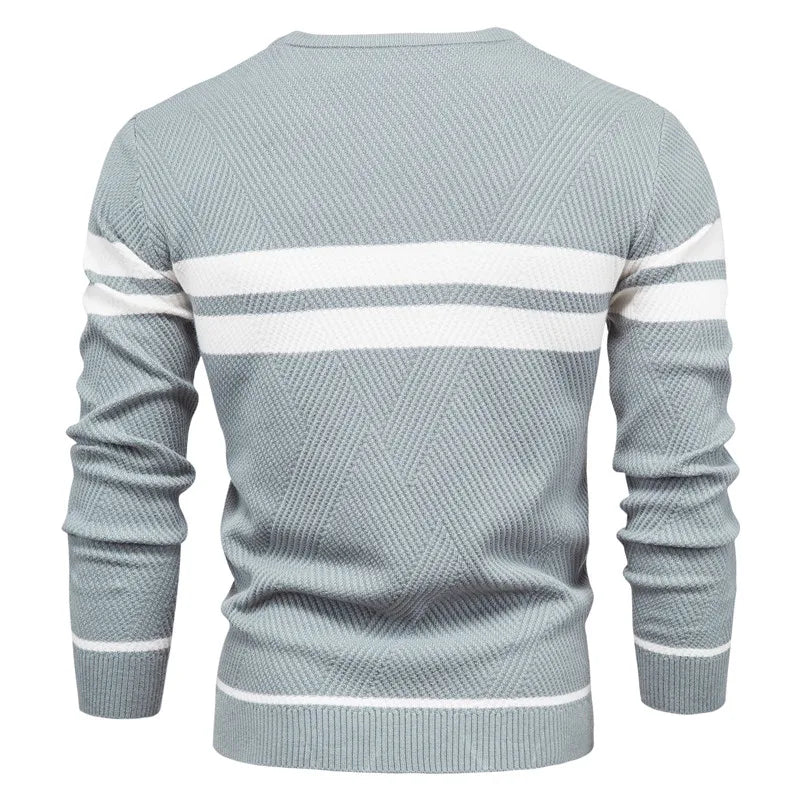 New Autumn Pullover Men's Sweater O-neck Patchwork Long Sleeve Warm