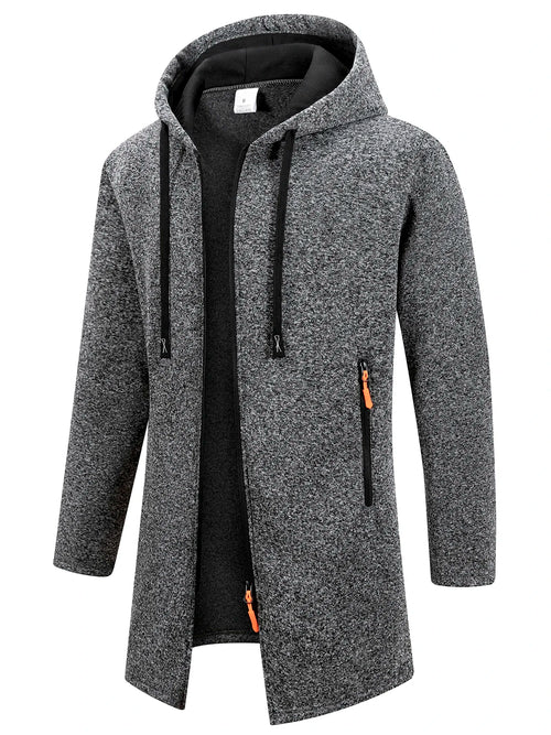 Men's Retro Zipper Jacket Mid Length Windbreaker Spring Autumn Winter