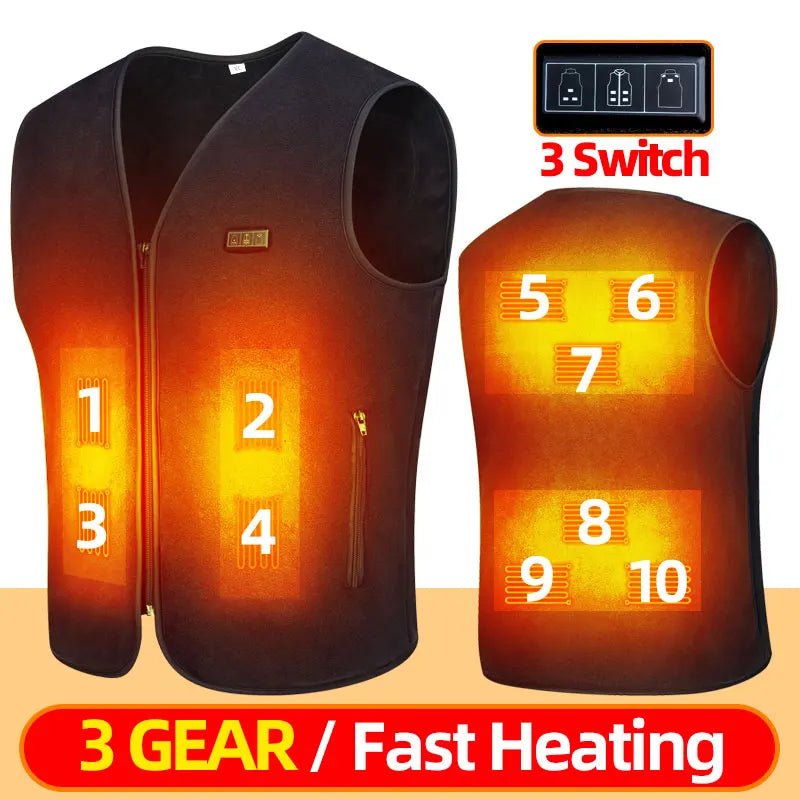 Smart Fleece Heated Vest Men USB Electric Heating Vest Women