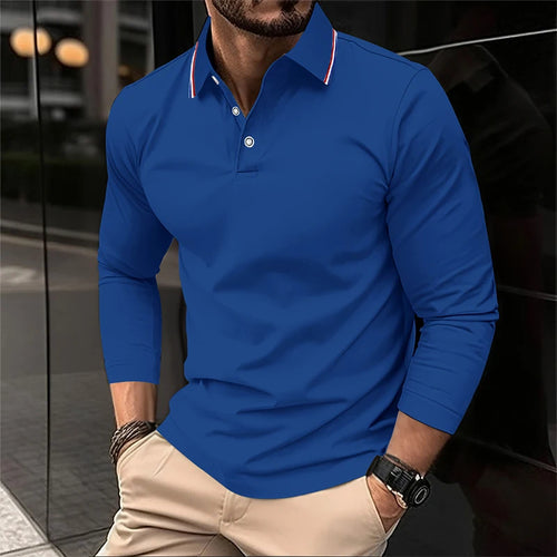 2025 Men's Summer Long Sleeve Lapel Polo Casual Breathable Comfortable