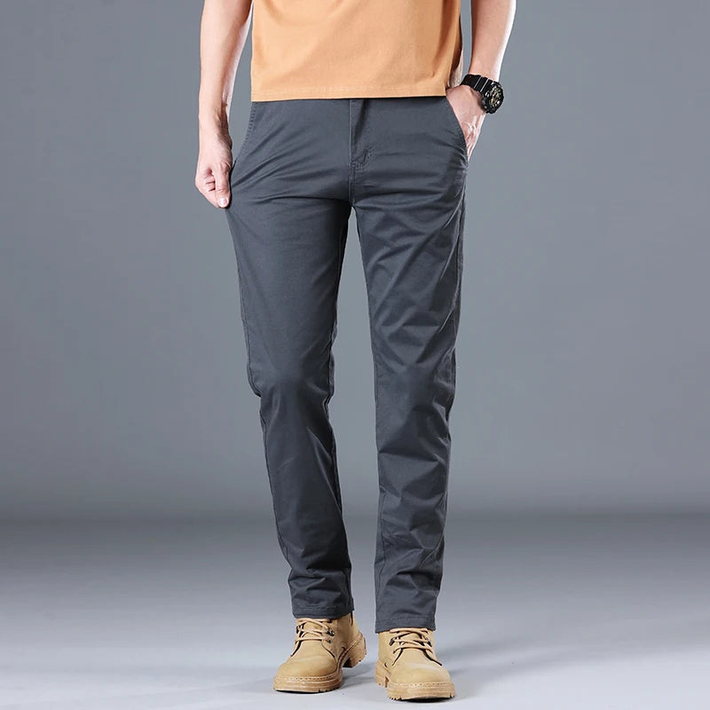 2024 Men's High Quality Pure Cotton Classic Solid Color Casual Pants
