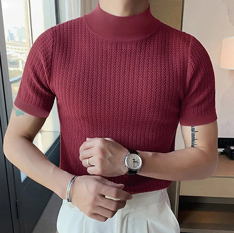 Summer new casual simple knitted base shirt European and American