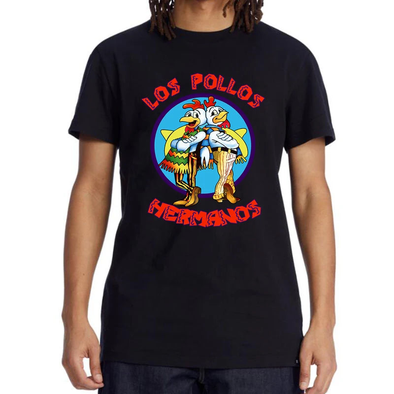 LOS POLLOS Hermanos Funny Printed T-Shirt Men Fashion Casual Short