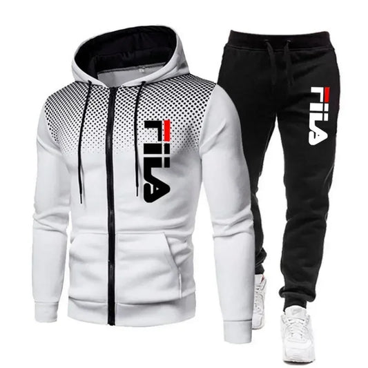 New men's casual jogging fitness sportswear set with zipper hooded