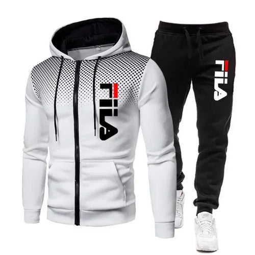 New men's casual jogging fitness sportswear set with zipper hooded