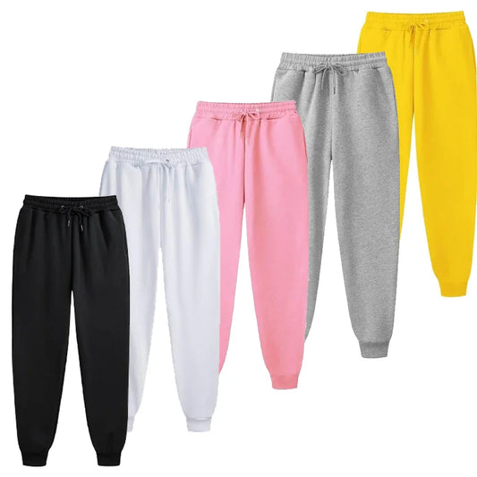 Men's Casual Sweatpants Fleece Sports Pants Unisex Fashion Solid Loose