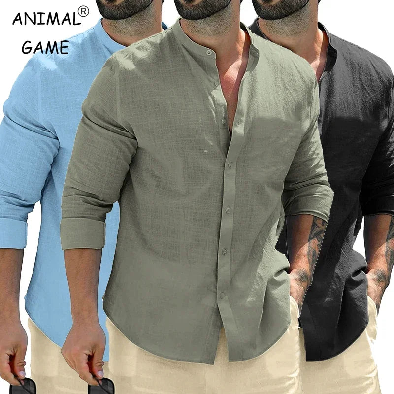 Autumn Mens Long Sleeve Shirts Cotton Business TShirts Men Breathable