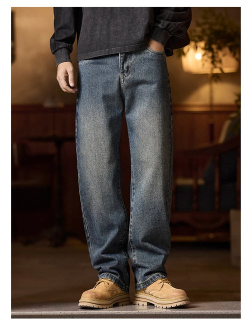 Mens Elastic Waist Jeans Relaxed Fit Men's Blue Jeans with Elastic