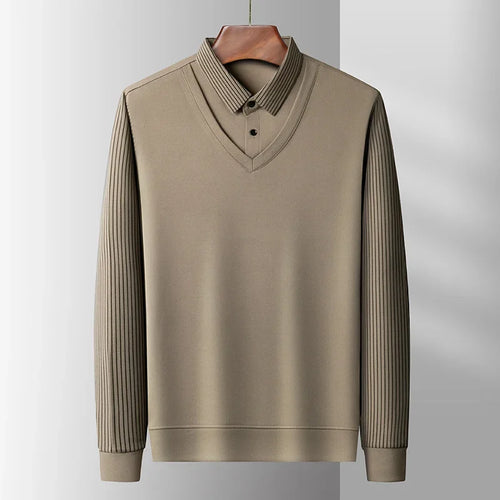 2025 New Men's Casual and Fashionable Long Sleeved Solid Color Fake