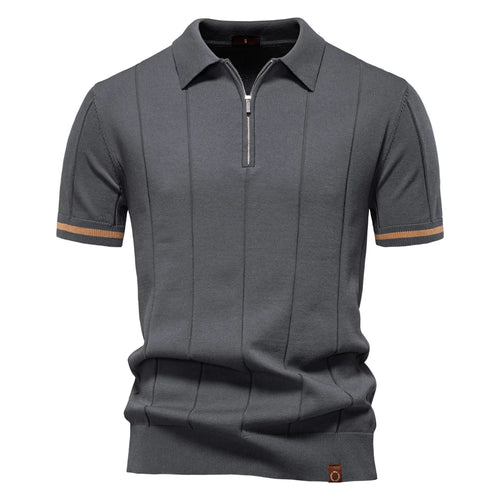 AIOPESON Men's Solid Color Sport Zipper Polo Shirt Athletic Social