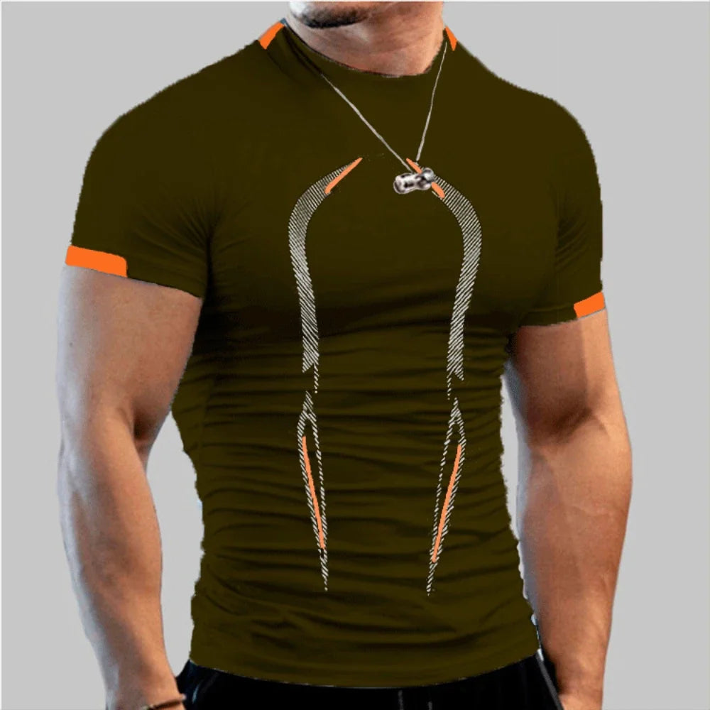 New Summer Sportswear Gym Breathable T Shirt Men Quick Drying Jogging