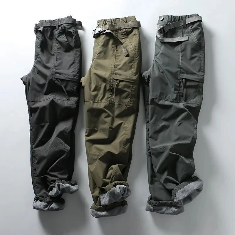Tooling Pants Thick Waterproof Fleece Cargo Pants Men Women Winter