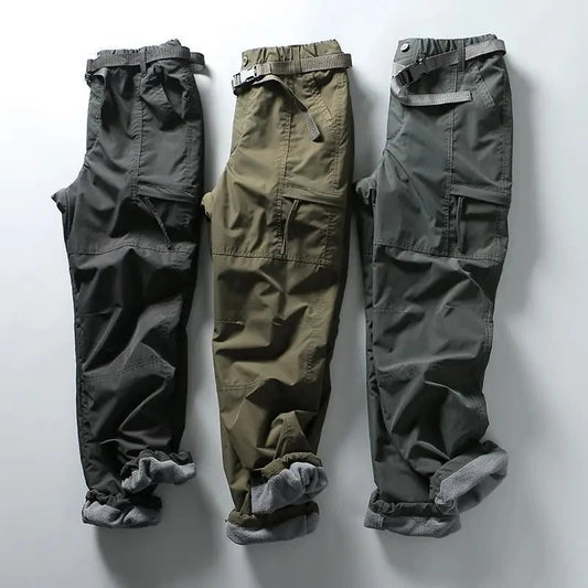 Tooling Pants Thick Waterproof Fleece Cargo Pants Men Women Winter