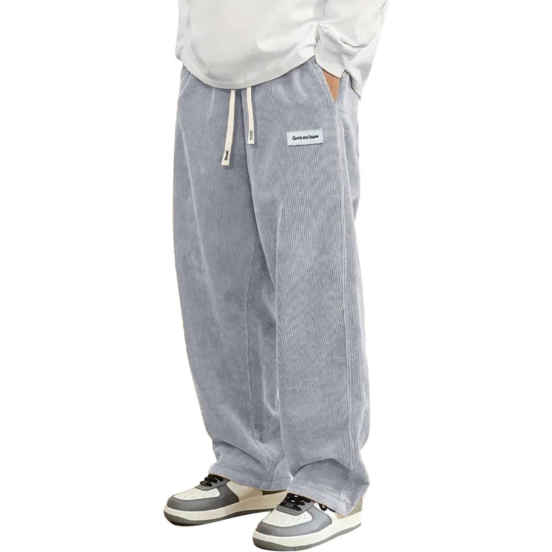 Autumn Mens Corduroy Casual Pants Fashion Loose Fit Pants Straight
