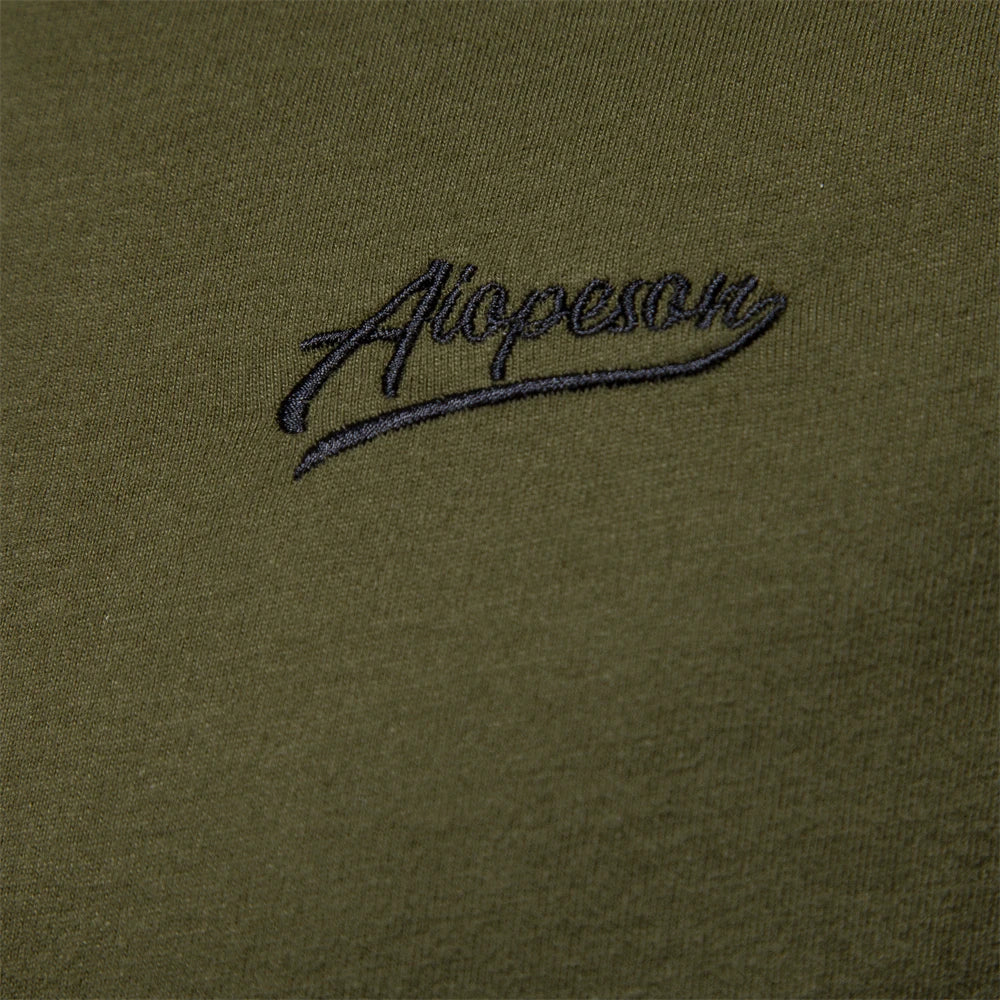 AIOPESON Men's T-shirts 100% Cotton Long Sleeve O-neck Pactwork Casual