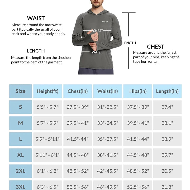 Men's UPF 50+ Sun Protection Hoodie T-Shirts Long Sleeve SPF/UV Quick