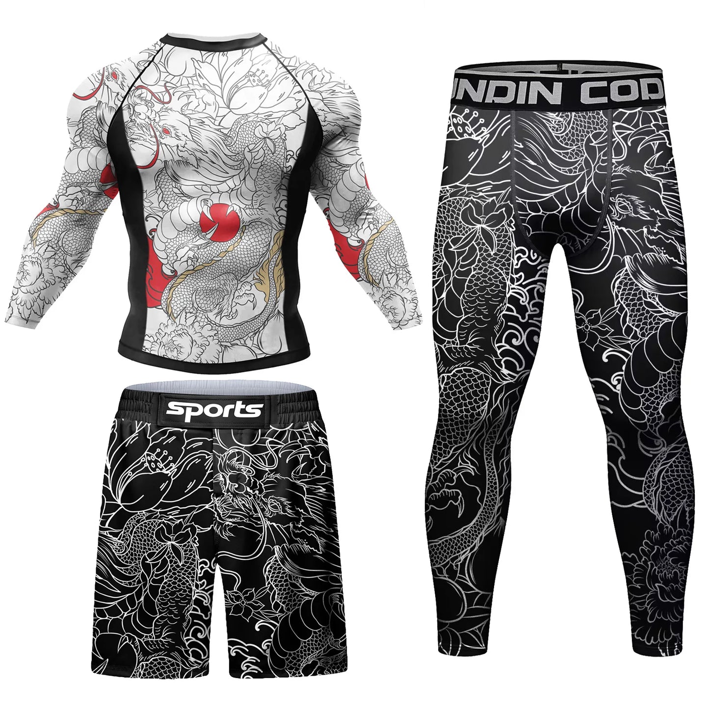 Men Tracksuit MMA No Gi Rashguard Jiu Jitsu T-shirt+Pants Boxing