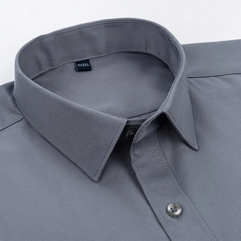 New Men's Solid Color Business Shirt Formal Fashion Thin Classic Basic