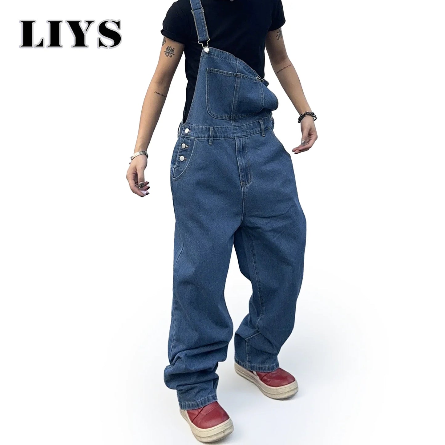 Overalls for Men Denim Suspenders Simple Baggy Jeans Men's Street
