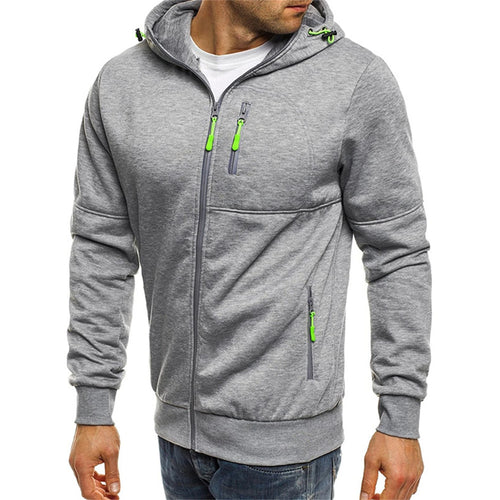 Solid color men's hooded jacket Casual long-sleeved hoodie Zipper Gym