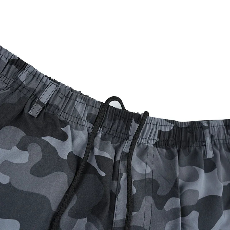 Summer Men Cargo Shorts Elastic Waist Drawstring Pockets Tactical