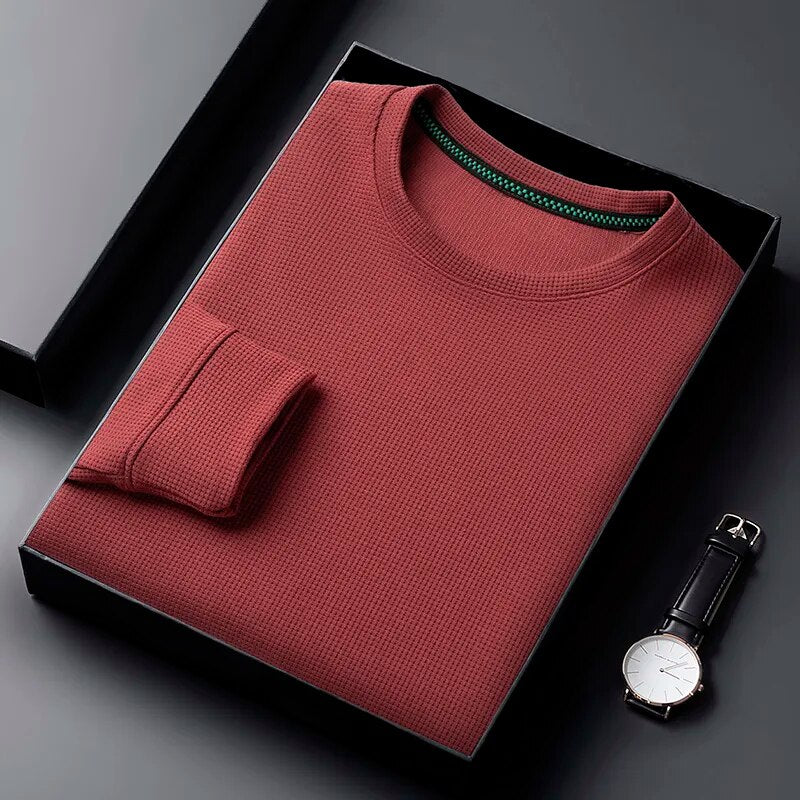 Men's Casual Waffle Round Neck T-shirt Breathable, Comfortable, and