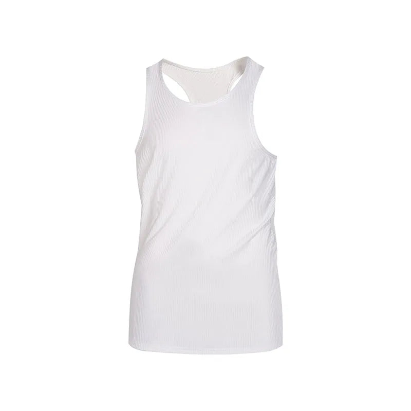 Men's Summer O-neck loose stripe gym Tank top Men Fitness sleeveless
