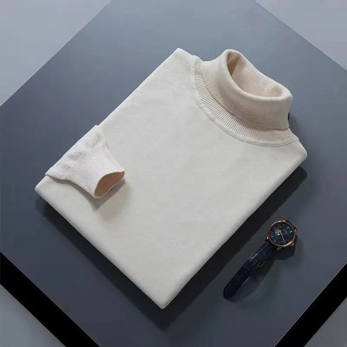 Turtleneck Men Pullover Cashmere Cotton Blend Knitted Sweater 2025