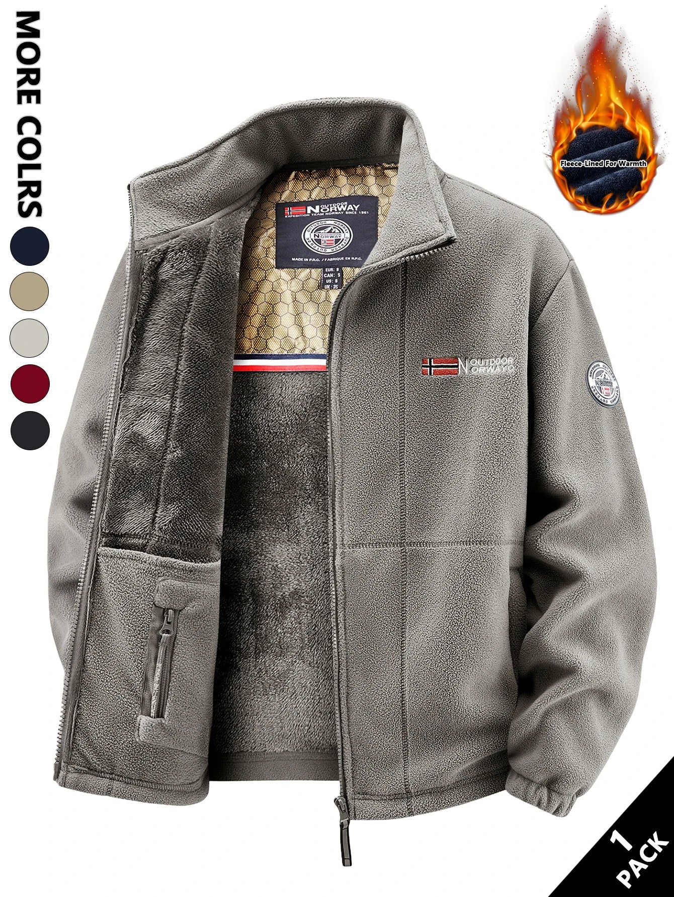 Men's Fleece Jacket, Soft and Skin-Friendly, Heat-Retaining and