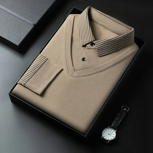 2025 New Men's Casual and Fashionable Long Sleeved Solid Color Fake