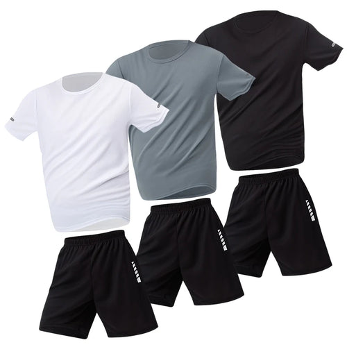 2/6 Pack Plus Size Men's Quick-drying Short-sleeved Shorts Suit Men's