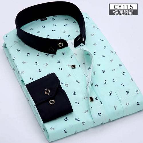 New men's shirt Thin long-sleeved printed spring/summer non-ironing