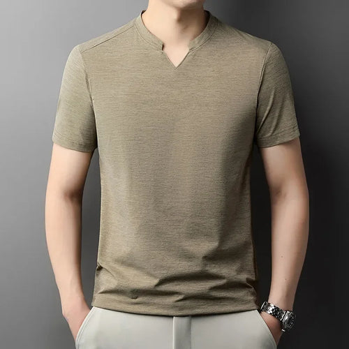 Korean Men's Casual and Fashionable Small V-neck Solid Color Short
