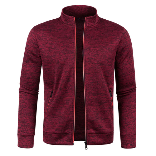 Autumn and Winter Men's New Long Zipper Color Block Sweater Sleeves