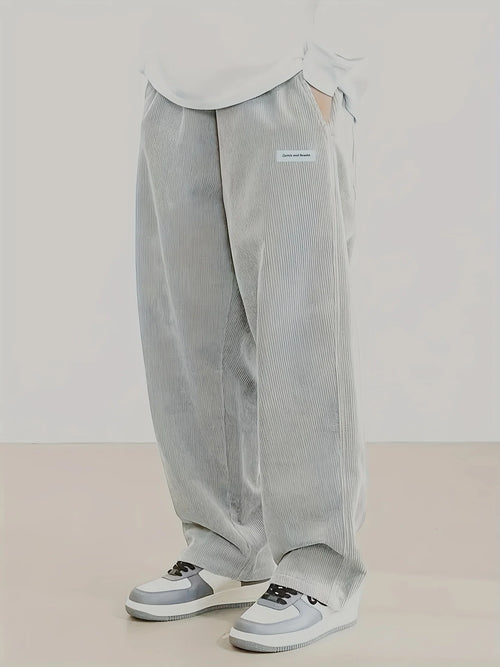 Autumn Mens Corduroy Casual Pants Fashion Loose Fit Pants Straight